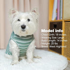 KYEESE 2Pack Waffle Dog Shirts for Small Dogs Stretchy Dog T-Shirts Lightweight Pet Tank Top Sleeveless Striped Dogs Shrit Vest Breathable, Large, Green+Striped