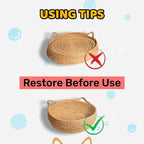 Natural Cat Bed Straw Nest Woven Pet House Handmade Braided Cattail Leaf with Soft Cushion 17 x 17 Inches