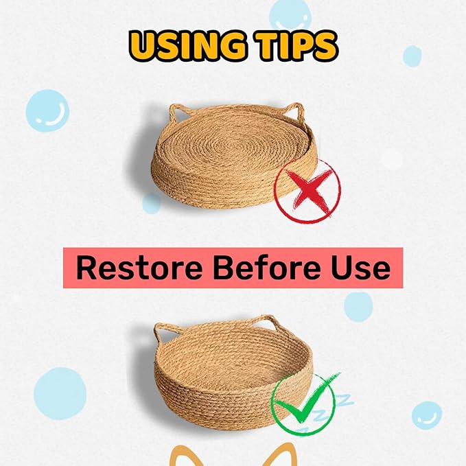 Natural Cat Bed Straw Nest Woven Pet House Handmade Braided Cattail Leaf with Soft Cushion 17 x 17 Inches