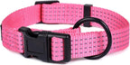 Mile High Life Dog Collar, Nylon Reflective Dog Collars w Pull D-Ring, Light Weight Adjustable Puppy Collars, Dog Collars for Medium Dogs(Pink, Medium)