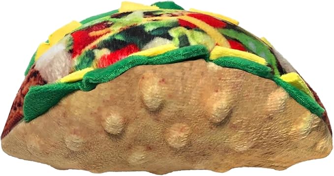 Huxley & Kent Funny Dog Toy w/Squeaker – Power Plush Squeaky Dog Toys for Small, Medium & Large Dogs – Soft Stuffed Animal for Indoor Play & Fetch - Taco Tuesday, Small