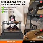 Raised Metal Dog Bowls - Large Breed, 3 Heights, Sturdy Stand for Extra Large Dogs, Black with Mat