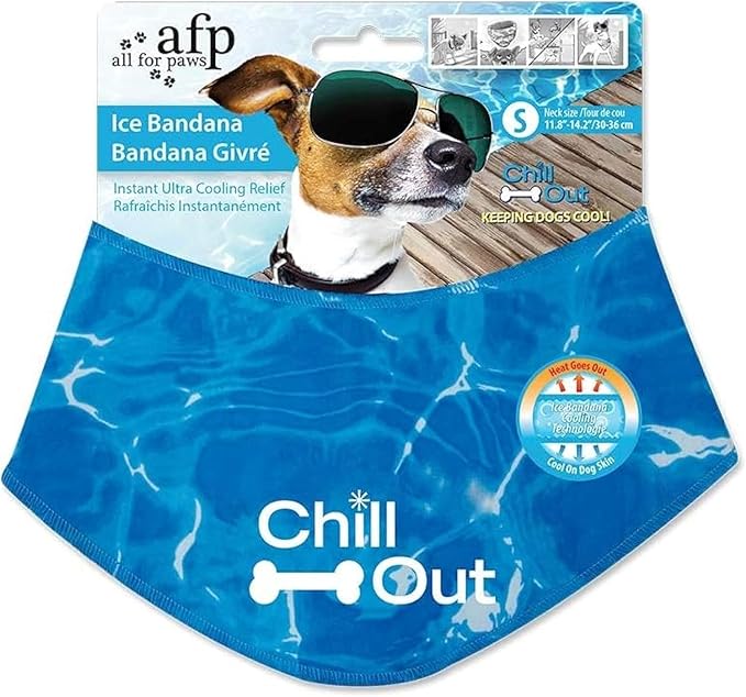 ALL FOR PAWS Cooling Neck Wraps for Dogs,Ice Dog Bandanas,Dog Cooling Dog Bandana,Chill Out Blue Dog Collar Dog Collar Cat Collar,Neck Cooler,Neck Cooling