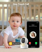 BoyKeep 2K Pet Camera, Indoor Security Camera, 5G/2.4GHz WiFi Cameras for Baby Dog with Phone App, 360° Pan & Tilt, 2-Way Audio, Color Night Vision, New Version w/Cloud Storage (White-2 Pack)