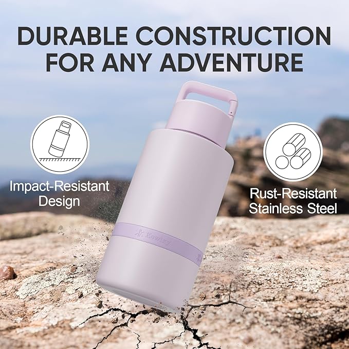 Insulated Dog Water Bottle with Travel Bowl, Dog Lover Gift, Portable Water Bottle Dispenser, Accessories for Car, Hiking, Camping, Outdoor, Leak-Proof, Detachable (Pale Mauve)