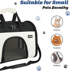 Zavothy Collapsible TSA Approved Pet Carrier for Cats & Dogs (Up to 15 Lbs, 16.54"x11.42"x9.84") – Soft-Sided Airline Travel Carrier, White