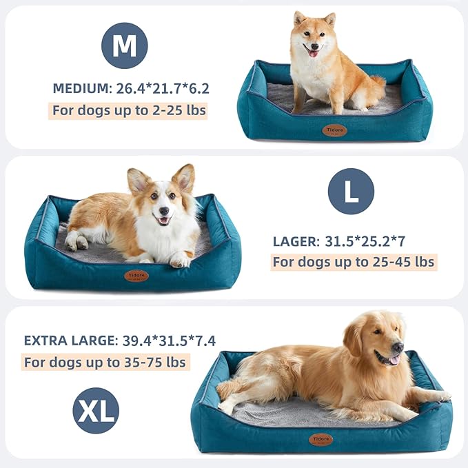 Orthopedic Dog Beds for Medium Large Dogs, Durable Egg Crate Foam Sofa Dog Bed wit Washable Removable Cover,Waterproof Lining and Nonskid Bottom,Pet Bed for Large Dogs (Peacock Blue, Medium)