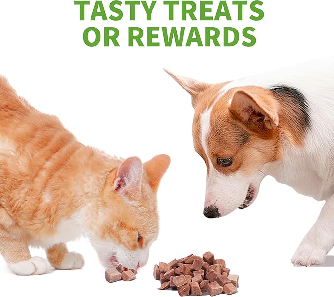 OPET Freeze Dried Cat Treats - Single Ingredient High Protein Pet Food, Healthy Training Snacks, Freeze Dried Duck Food Toppers for Cats and Dogs, Grain Free (4 Pack, Chicken & Duck)