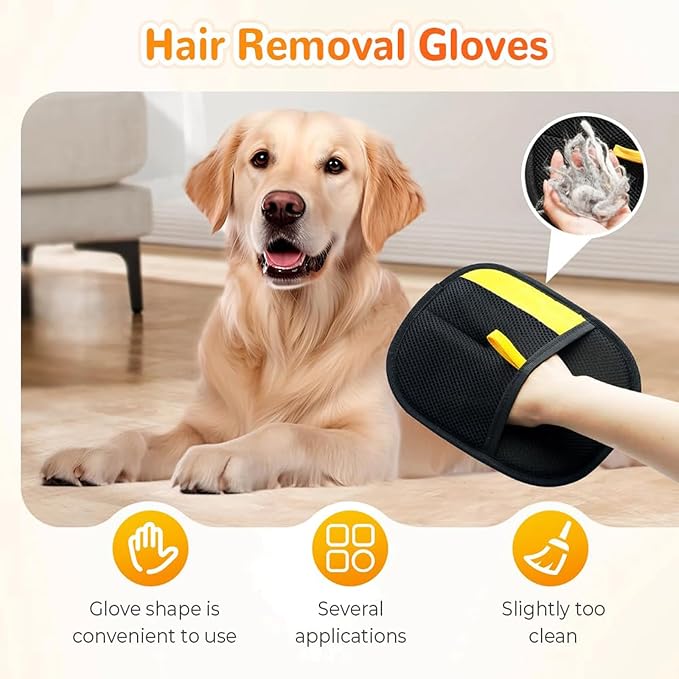 Pet Hair Removal Glove for Cats & Dogs, Upgraded Electrostatic Pet Hair Gloves, Reusable Magic Brush Pet Hair Remover Tool for Laundry, Couch, Carpet, Car Seat