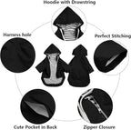 Dog Raincoat rain Jacket Raincoat Dogs Waterproof Small Medium Breeds Zip Closure Storage Pocket Harness Hole Black M