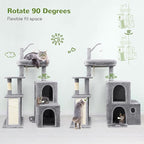 Globlazer Cat Tower for Indoor Adult Cats, 50-inch Heavy Duty Cat Tree for Big Cats, Cat Tree House with Extra-Large Padded Platform, Sisal Scratching Board, 2 Large Condos, F50, Light Grey