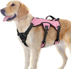 rabbitgoo Escape Proof Dog Harness Large Dogs, Soft Padded Full Body Pet Harness, Reflective Adjustable No Pull Vest with Lift Handle and Leash Clip for Walking Hiking Training, Light Pink, L