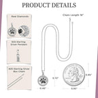 Jewelili Sterling Silver Dancing Dog Paw Pendant Necklace for Women | Treated Black or Blue & Natural White Round Diamonds | 18" Box Chain | Luxury Jewelry Gift for Her | Gift Box Included