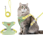 wanheart Cat Harness and Leash Set Escape-Proof Adjustable cat Leash and Harness Combo Suitable for All cat Breeds (Green, L)