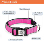 Personalized Dog Collar with QR Code tag for pet ID, Reflective Safety Collar, Suitable for Small, Medium, and Large Dogs (Rose Red, Small)