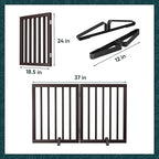 Semiocthome Bamboo Dog Gates Indoor 2-Panel Freestanding Puppy Gates for The House with 2 Metal Stands 24" H Folding Wood Pet Gate for Stairs Doorway, Fully Assembled Safety Fence Espresso