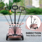 Dog Stroller 4 Wheels Folding Dog Cart Pet Stroller for Travelling Shopping Walking Playing for Small Dogs Cats (Plaid Green)