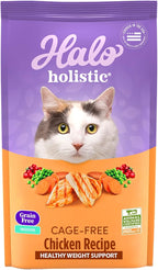 Halo Holistic Cage Free Chicken Cat Food, Grain Free Dry Cat Food, For Healthy Weight Support, Kibble for Indoor Cats, 6 lb Bag