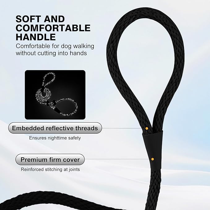 Lynxking Dog Leash Slip Lead Reflective Breathable Rope Comfortable Strong No Pull Slip On Pet Training Lead for Dogs