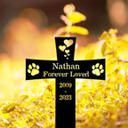Custom Cat Dog Memorial Cross Stake Metal Sign Pet Memorial Grave Marker, Personalized Dog Cat Name Yard Stake Garden Decor Remembrance Stake, Customized Pet Memorial Plaque Sympathy Gift