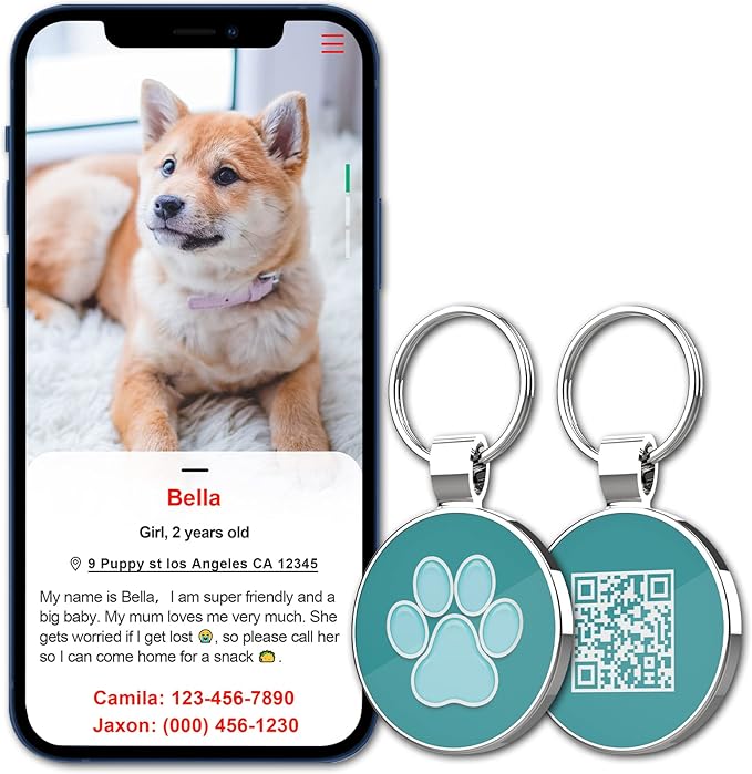 MYLUCKYTAG QR Code Dog ID Tags - Pet Online Profile - Scan QR Receive Instant Location Alert Email