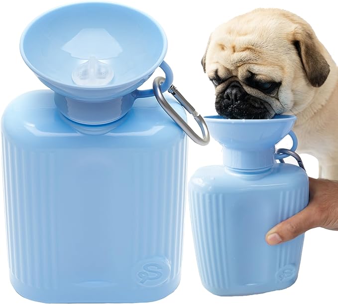 Springer Dog Water Bottle | Portable Travel Water Bottle Dispenser for Dogs | Dog Gift Seen on Oprah's Favorite Things, Shark Tank | Leak-Proof Bottles Fill Bowl with Water | BPA-Free 44oz Sky Blue