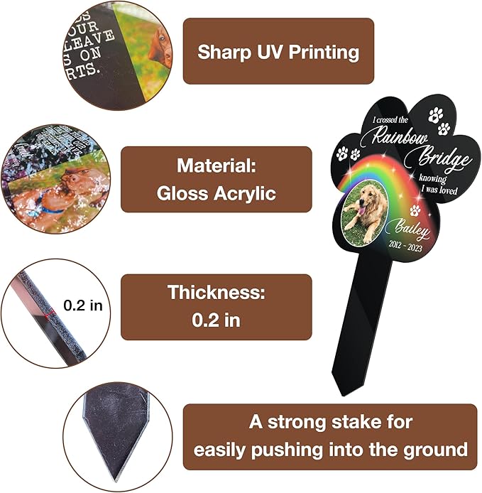 Customized Pet Sympathy Deceased Picture Grave Marker Losing A Dog Bereavement Photo Grave Marker In Loving Memory of Cat Plaque Sentimental Quote Animal Tribute Keepsake Gift Garden Decor