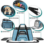 PetAmi Airline Approved Pet Carrier for Cat, Soft Sided Dog Carrier for Small Dogs, Cat Travel Supplies Accessories for Indoor Cats, Ventilated Pet Carrying Bag Medium Large Kitten Puppy, Large Blue