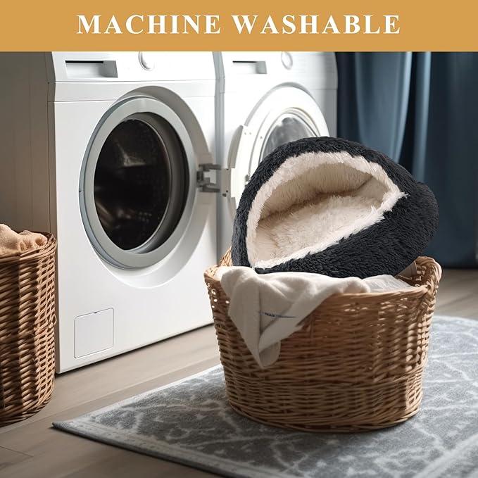 Dog Beds for Small Dogs, Cat Bed Cave, Washable Cute Cat Bed, Cozy Nook Pet Bed for Dogs or Cats, Anti-Slip Puppy Bed Fits up to 12 lbs Pets(Dark Grey, 20" x 20")