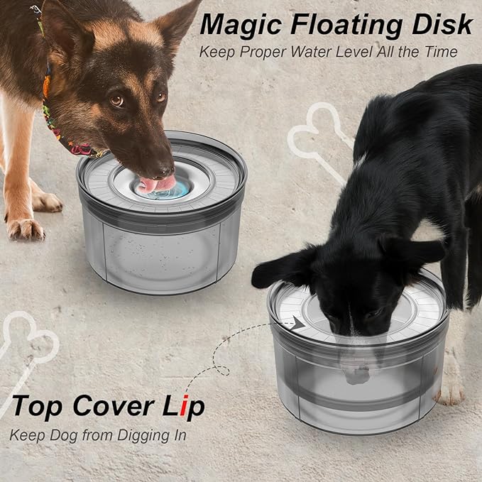 1Gallon No Spill Dog Water Bowl-3.8L Large Capacity, BPA-Free, Anti-Splash & Anti-Digging Design with Non-Slip Base for Messy Drinkers