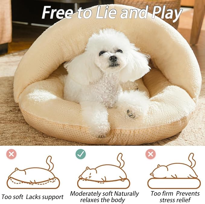 Bed for Dog and Cat, Pet Bed, Ultra Soft Cute Plush Slipper Cat Cave Bed, Anti Slip Warm Pet House Nest, Self-Warming, Ideal for Indoor Use - Fits up to 25lbs (30"X22", L, Green)