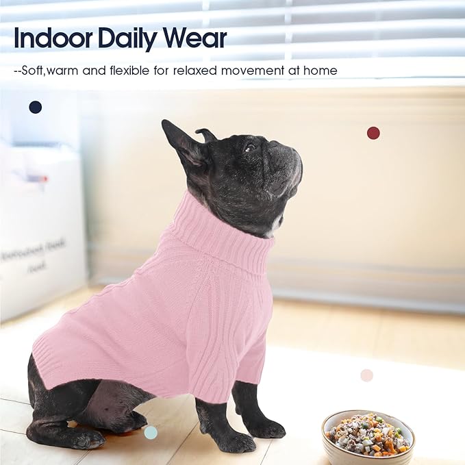 IECOii XL Dog Sweater,Winter Doggy Clothes for Large Dogs Girl Boy,Warm Pullover Soft Dog Sweater Turtleneck,Lightweight & Good Stretch for Active Dogs Like Beagle,Border Collie (Pink,XLarge)