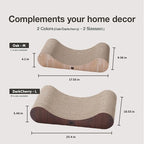 Necoichi Cardboard Cat Scratcher Bed for Indoor Cats - Cat Scratching Board, Horizontal Cat Scratch Pad Lounger with Reversible Usability and Extra Comfort for Lounge, Curved (18" Medium, Dark Cherry)