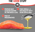 Wild Alaskan Salmon Oil for Dogs & Cats - Omega 3 Fish Oil with Pollock & Salmon for Sensitive Skin & Coat Health. EPA & DHA Ease Itching, Supports Joint, Immune & Heart Health (32oz)