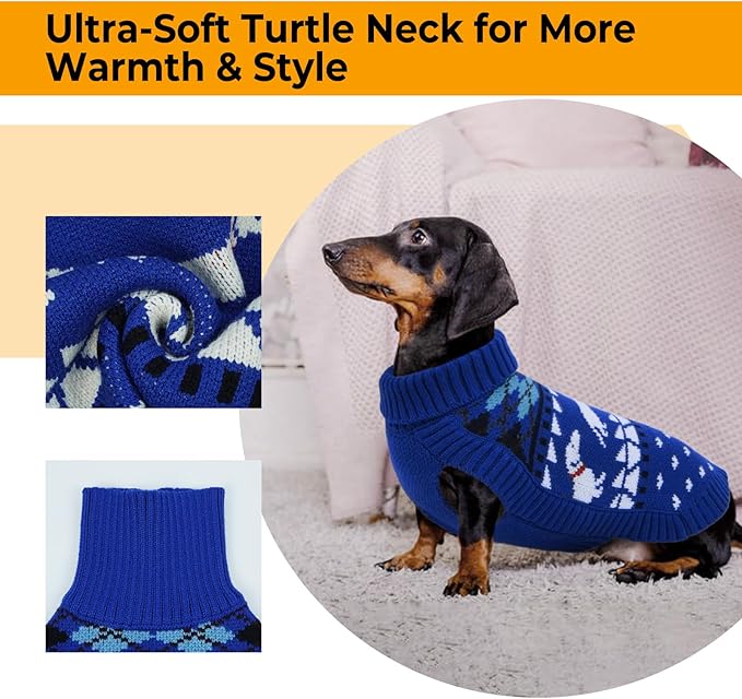 Leletail Dachshund Sweater, Turtleneck Dog Sweaters for Small Dogs, Warm Pullover Knitted Pet Coat,Cold Weather Dachshund Clothes, Fall/Winter Cozy Outfit (XS-XL)