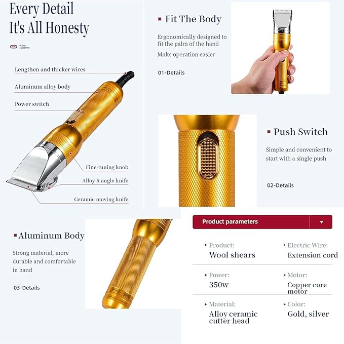 Electric Professional Dog Grooming Clippers, Powerful Sheep Shears Pet Grooming Clippers for Heavy Duty Hair,Horses Cat Farm Livestock Fur Carpet Trimmers Shaver for Thick Coats