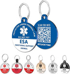 MYLUCKYTAG Emotional Support Animal (ESA) Tag - QR Code Digital Pet ID, Online Profile, Location Alert Email - Durable Stainless Steel Collar Tag