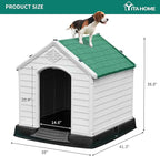 YITAHOME Large Plastic Dog House Outdoor Indoor Doghouse Puppy Shelter Water Resistant Easy Assembly Sturdy Dog Kennel with Air Vents and Elevated Floor