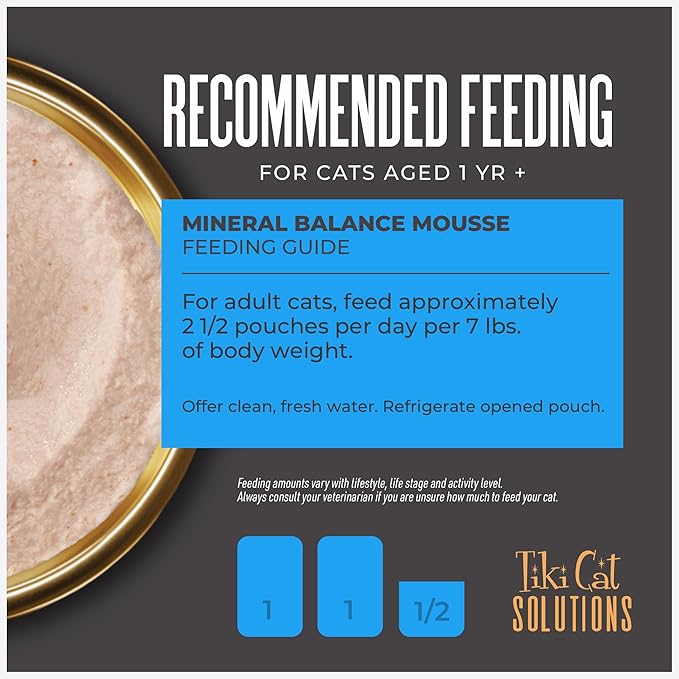 Tiki Cat Solutions Mineral Balance Mousse, Supports Urinary Health, Tuna & Salmon Recipe, 2.4 oz. Pouch (12 Count)