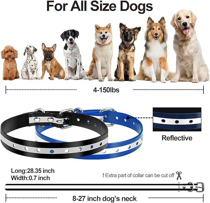 PaiPaitek Shock Collar Replacement Strap for Most of Training Collar, 3/4 Inch Dog Collar Replacement for Wireless Fence and Bark, Adjustable Waterproof TPU Collar Strap - 2 Pack