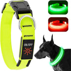 LED Dog Collar - Adjustable, Rechargeable, Waterproof, Glow in Dark for Medium Large Dogs