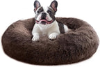 JOLLYVOGUE Small Dog & Cat Beds for Indoor Cats, Donut Cuddler Warming Soft Dog Beds with Anti-Slip Bottom, Round Calming Fluffy Plush Faux Fur Cushion Bed for Small Dogs (20")