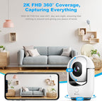 2K Pan/Tilt Security Camera, WiFi Indoor Camera for Home Security with AI Motion Detection, Baby/Pet Camera with Phone App, Color Night Vision, 2-Way Audio, 24/7, Siren, TF/Cloud Storage - 2 Pack