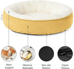 Love's cabin Round Donut Cat and Dog Cushion Bed, 25in Pet Bed for Small or Medium Dogs, Anti-Slip & Water-Resistant Bottom, Soft Durable Fabric Pet Beds, Washable Calming Cat & Dog Bed Yellow