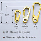 IVIA Dog Tag Clips / 2 Pack/Multiple Size 304 Stainless Steel Quick Clip with Rings/Easy Change Dog Cat ID Tag Holder for Small pet Collars and Harnesses.(2 Large Gold)