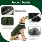 Dog Winter Coat Warm Padded Puppy Jacket Windproof Water Resistant Clothes for Small Medium Large Pets Christmas Sweater Outfit Vest(Green, L)