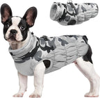 FUAMEY Dog Coat for Medium Dogs,Waterproof Dog Winter Jacket with Harness Built in Puppy Cold Weather Coats Reflective Pet Vest with Zipper Warm Fleece Dogs Snowsuit Windproof Grey Camo M
