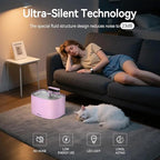 Cat Water Fountain, App Control Cat Fountain, 122oz/3.6L Pumpless Water Fountains for Cats Indoor with Stainless Steel Tray, Wi-Fi Dog and Pet Water Fountain (Pink, Fountain+8 Fliters)