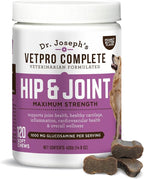 VetPro Complete Dr. Joseph's Peanut Butter Hip and Joint Dog Chews, 120 Count, Pain and Inflammation Relief with Glucosamine, Chondroitin, MSM, Turmeric, Vitamin C, Omega 3, Treats Hip Dysplasia
