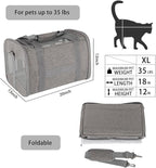 Cat Carrying Case - Pet Carrier Airline Approved, Protable and Breathable Pet Travel Carrier Removable Fleece Pad, Collapsible Cat Carrier Dog Carrier for Medium Cats Small Cats Dogs (X-Large, Grey)